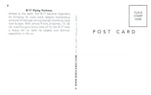 B 17 Flying Fortress Airplane Postcard