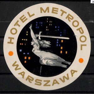 ac0390 - POLAND - Vintage hotel LABEL - Hotel METROPOL, Warsaw-