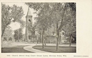 STEVENS POINT WI~CHURCH STREET FROM COURT HOUSE LAWN~PEARSON ULLBERG POSTCARD