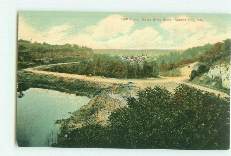 Cliff Drive, Horseshoe Bend, Kansas City, Missouri MO Pre-Linen Postcard