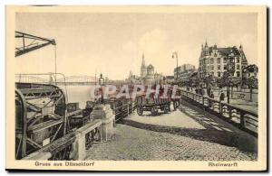 Gruss aus Germany Dusseldorf Rheinwerft Old Postcard