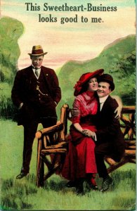 Vtg Postcard Comic Romance 1913 - This Sweetheart Business Looks Good To me