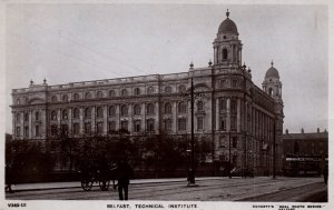 VINTAGE POSTCARD RPPC REAL PHOTO BELFAST TECHNICAL INSTITUTE STREET SCENE c.1900