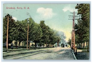 1908 Broadway Trolley Railroad Derry New Hampshire NH Posted Antique Postcard