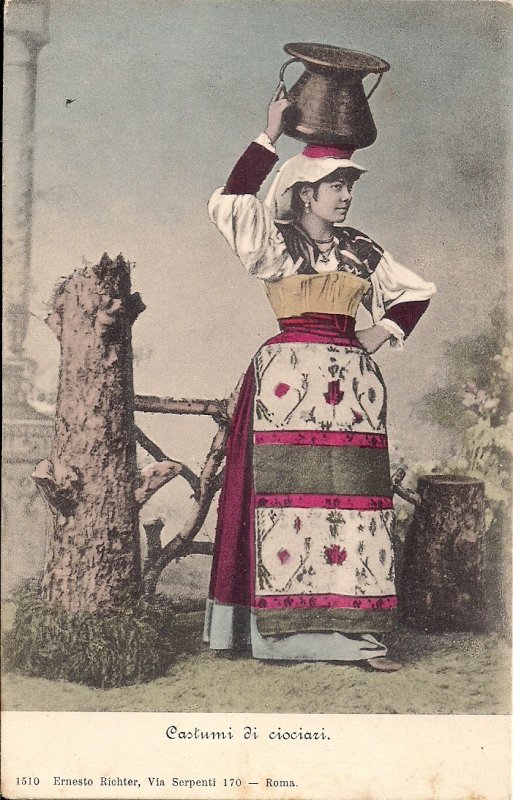 Italy Girl, Beautiful Woman, Ciociari, Folk Costume, Pre-1907, Frosinone