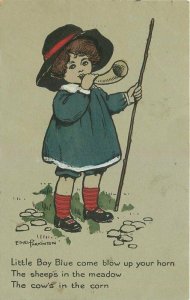 c1910 Arts & Crafts Ethel Parkinson Little Boy Blue Nursery Rhyme Postcard