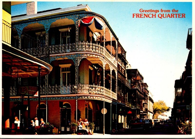 Louisiana New Orleans French Quarter Lace Balconies At Royal and St Peter Str...