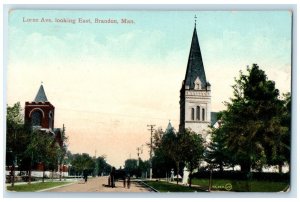 c1910 Lorne Avenue Looking East Brandon Manitoba Canada Posted Antique Postcard