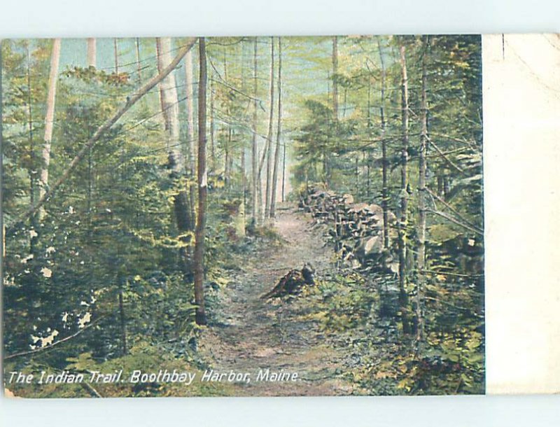 Divided-back INDIAN TRAIL THROUGH WOODS Boothbay Harbor Maine ME AD8064