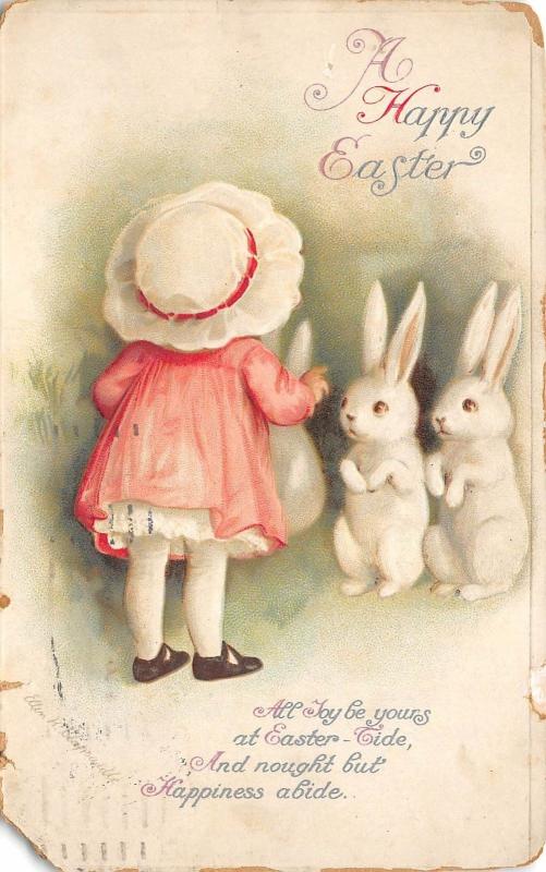 BC62053 Pasques Easter Fetes Easter lapin rabbit  uk girl corner cut