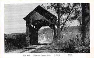 D52/ Ohio Covered Bridge Postcard c1950s Skull Fork Guernsey County 32