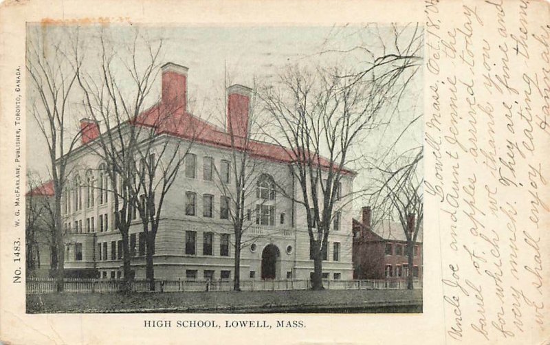 High School Early View 1906 UDB Lowell MA VTG P136 