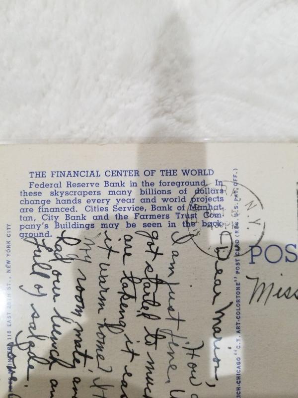 Antique/Vintage Postcard, The Financial Center of the World, New York City