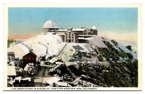 Antique Lick Observatory in Winter, Mt. Hamilton near San Jose, CA Postcard