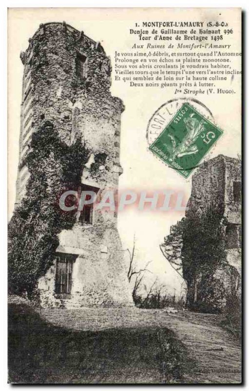 Montfort l & # 39amaury Old Postcard Dungeon William of Hainault Tower & # 39...