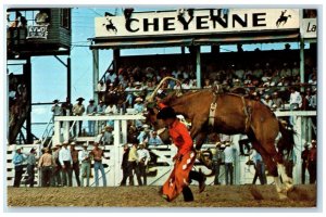 c1960's Frontier Days Daddy Of 'Em All Cheyenne Wyoming WY Cowboy Rodeo Postcard