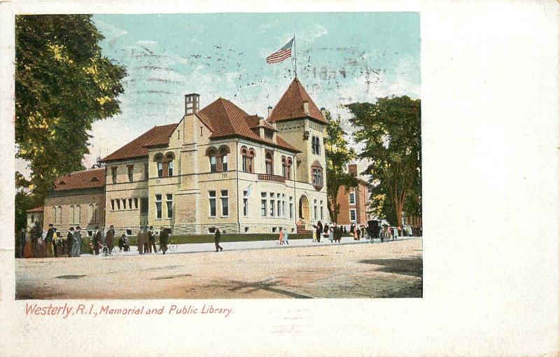 Vintage Postcard Westerly Rhode Island RI Memorial and Public Library