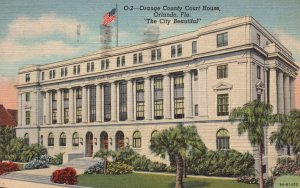 Vintage Postcard 1947 Orange County Court House Beautiful City Orlando Florida