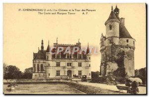 Old Postcard Chateau Chenonceau and Marques tower