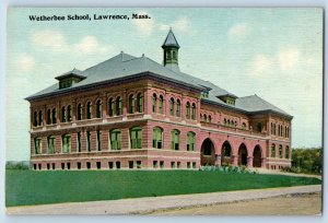 Lawrence Massachusetts Postcard Wetherbee School Building Exterior 1910 Unposted