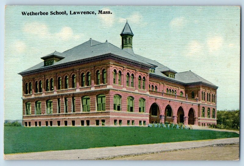 Lawrence Massachusetts Postcard Wetherbee School Building Exterior 1910 Unposted