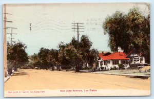 LOS GATOS, CA California ~ Street Scene SAN JOSE AVENUE 1924 Postcard