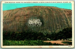 Stone Mountain Confederate Memorial During Creation Atlanta GA WB Postcard I13