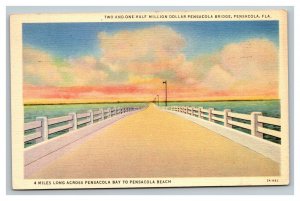 Vintage 1939 Postcard Million Dollar Bridge Roadside America Pensacola Florida