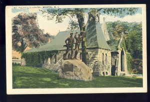 Bristol. Rhode Island/RI  Postcard, St Michael's Chapel & Statue