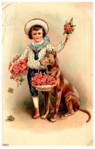 Dogs , Girl in Sailor Suit, Dog with basket