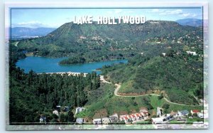HOLLYWOOD HILLS, CA ~ Hollywood Dam LAKE HOLLYWOOD Birdseye c1970s  Postcard