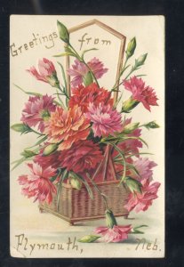 GREETINGS FROM PLYMOUTH NEBRASKA TO FAIRBURY RAPHAEL TUCK VINTAGE POSTCARD