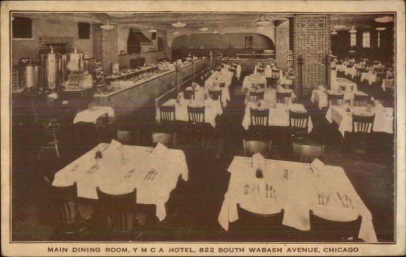 Chicago IL YMCA Hotel Main Dining Room c1910 Postcard