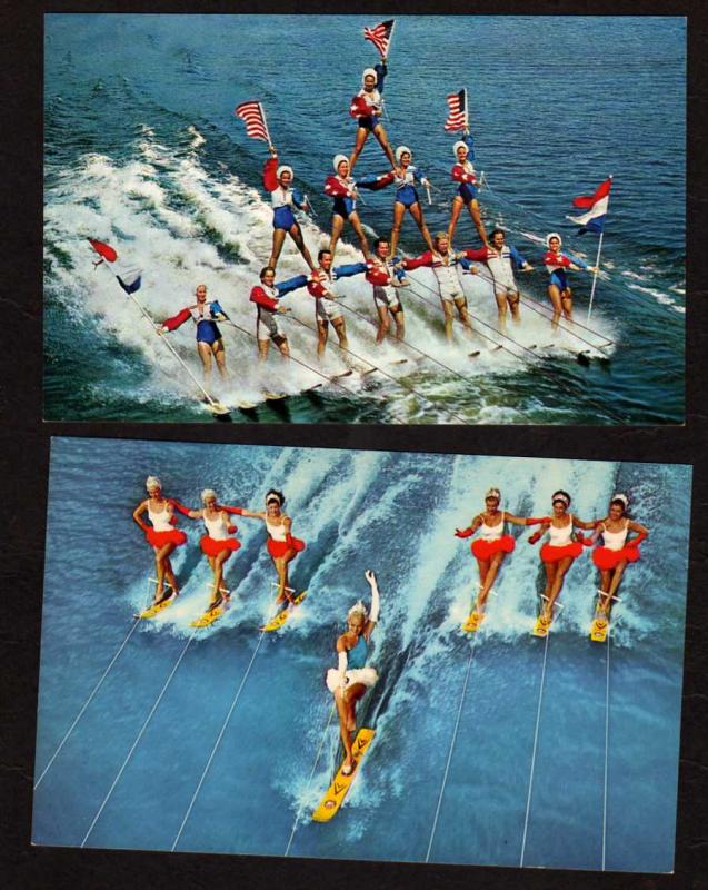 FL 2 Postcards Cypress Gardens Water Ski Skiing Winter Haven Florida Postcards