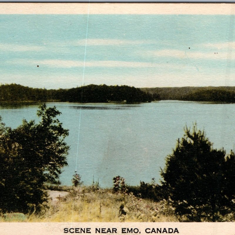 c1940s Emo, Ontario, Canada Litho Photogelatine Engraving Postcard PE Bay A77