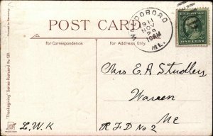 Brundage Thanksgiving Pretty Young Girl Pilgrim Baking Pie c1910 Postcard