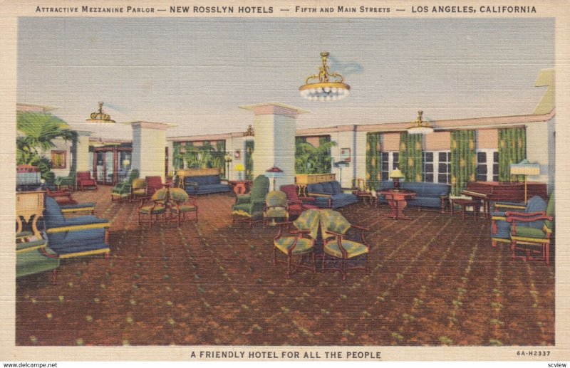 LOS ANGELES , California , 1930-40s ; Mezzanine Parlor , Rosslyn Hotel