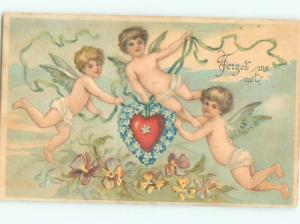 Pre-Linen Valentine CUPIDS FLYING WITH HEART AC4236