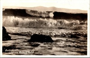 Real Photo Postcard Surf Breaks in Laguna Beach, California~139805