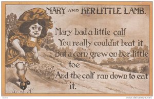 Mary and her Little lamb changed to Mary had a little calf, Lifting dress to ...