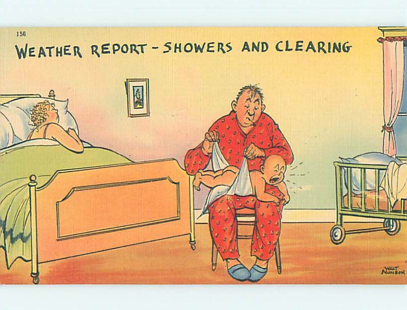 Child Scrubbing Floor Broom Bucket Of Water Comic Postcard on eBid United  States