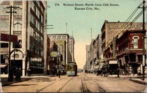 Postcard Walnut Street North From 12th Street in Kansas City, Missouri