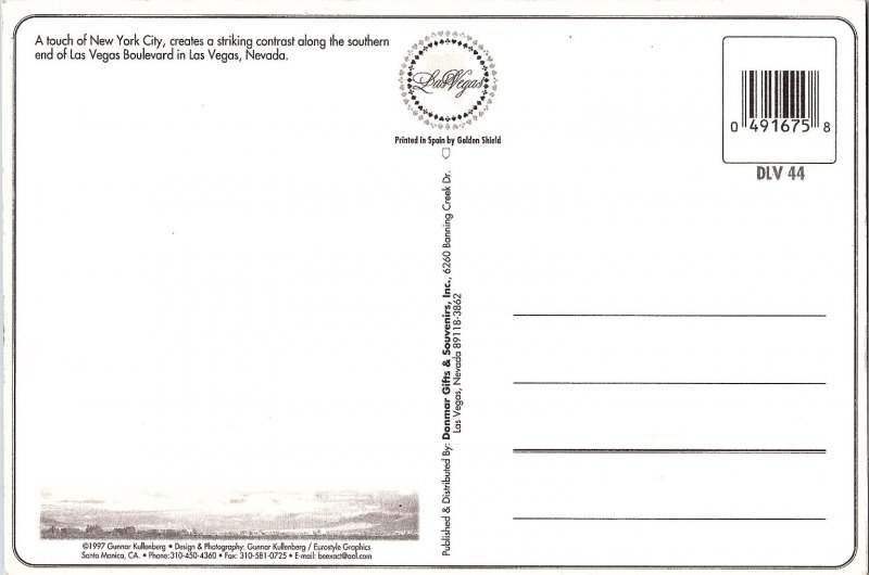 Las Vegas Boulevard Night Scene NY NY Continental Chrome Postcard