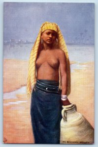 Egypt Postcard An Egyptian Beauty Half Naked c1910 Antique Oilette Tuck Art