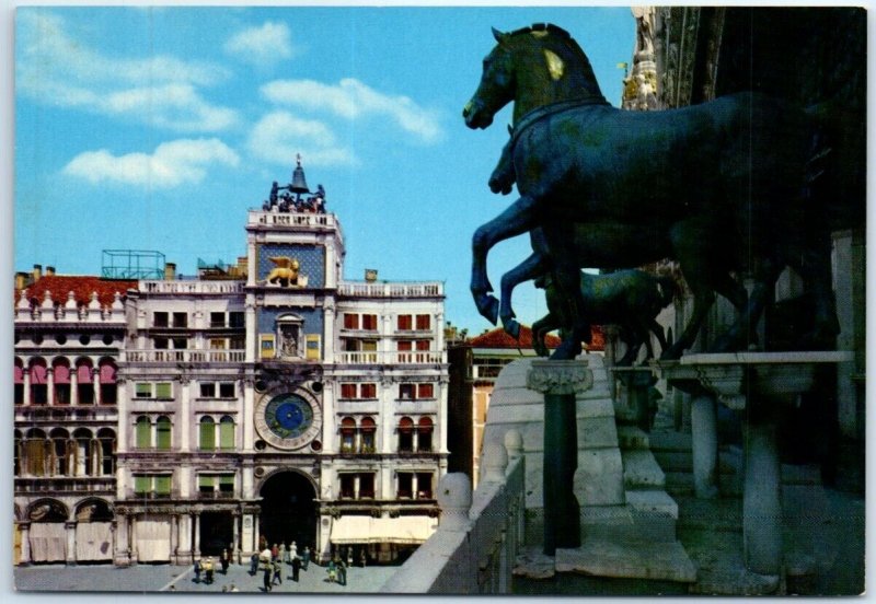 Postcard - Particulars of the S. Marco church and clock tower - Venice, Italy