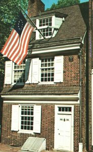 Vintage Postcard  Betsy Rose House Old Glory Philadelphia Pennsylvania PA