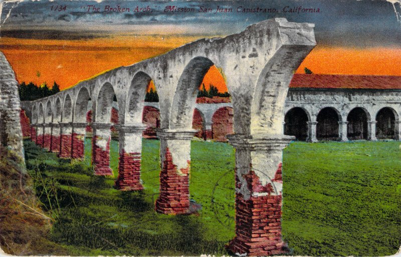 The Broken Arch Mission San Juan Capistrano California 1912 E Mitchell Postcard 