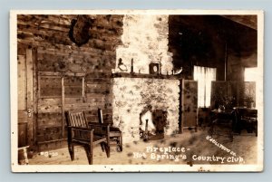 c1915 RPPC Fireplace Interior Hot Springs Country Club AR O'Neill Real Photo