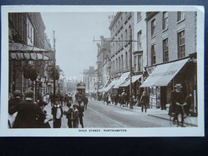 NORTHAMPTON Gold Street shows HOTEL & BOYS SELLING NEWSPAPERS c1905 RP Postcard