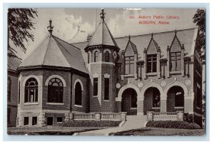 1908 Auburn Public Library, Auburn Maine ME Lisbon Falls ME Posted Postcard